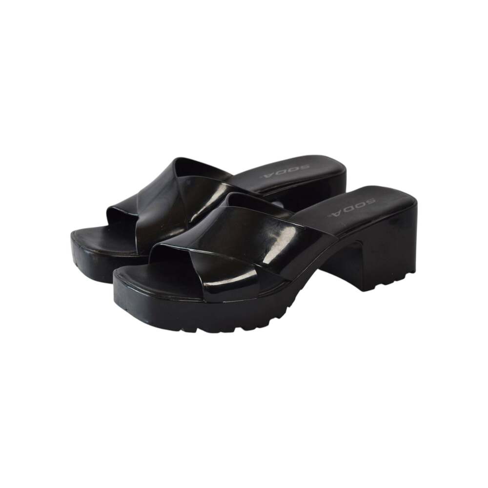 SODA Black Chunky Platform Jelly Sandals Size 7